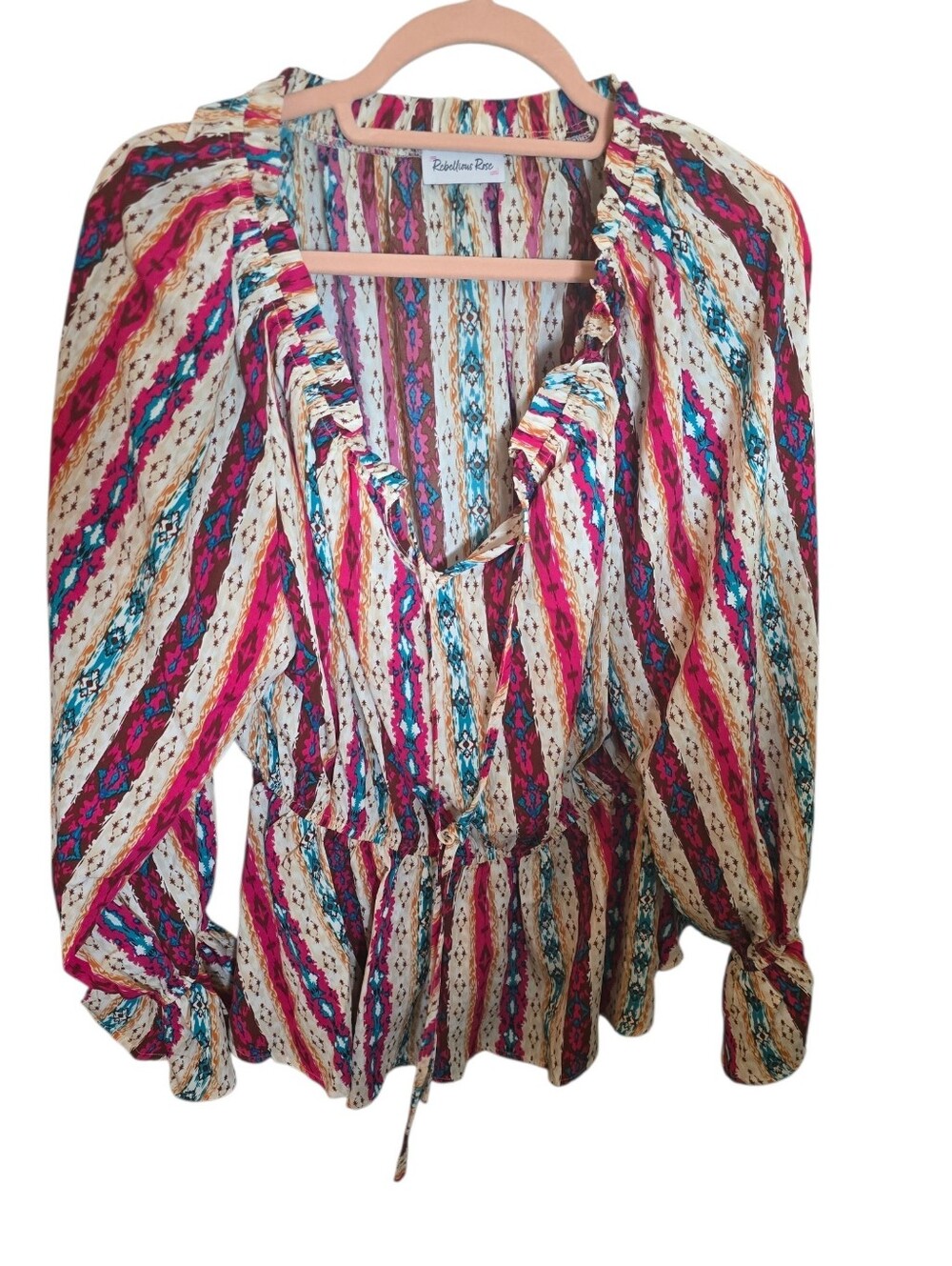 Rebellious Rose Multi-Color Printed Ruffle Blouse